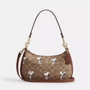 NWT Coach! X Peanuts Teri Shoulder Bag In Signature Canvas